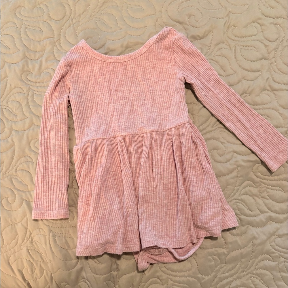 Little Sleepies Heather Mauve Ribbed Twirl Dress With Bodysuit 12-18 Months